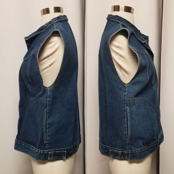 Vintage Levi Strauss Tops Blue Jean Vest Button Down Woman's Small - Picture 4 of 6